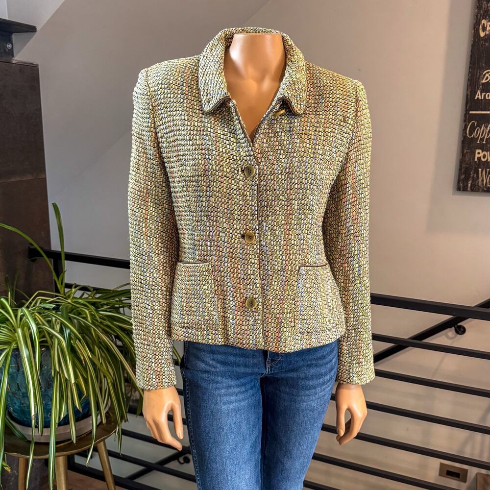 Vintage Doncaster Multicolor Confetti Silk Tweed Blazer Jacket Women's Size 6